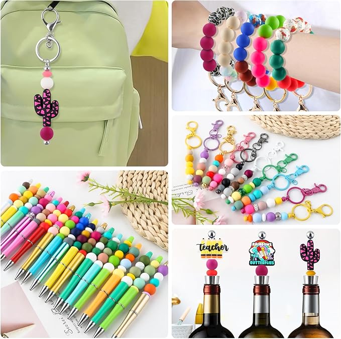 150Pcs 15mm Silicone Beads for Keychain Making Bracelet Necklace, Bulk Round Silicone Beads for Pens(Magenta)