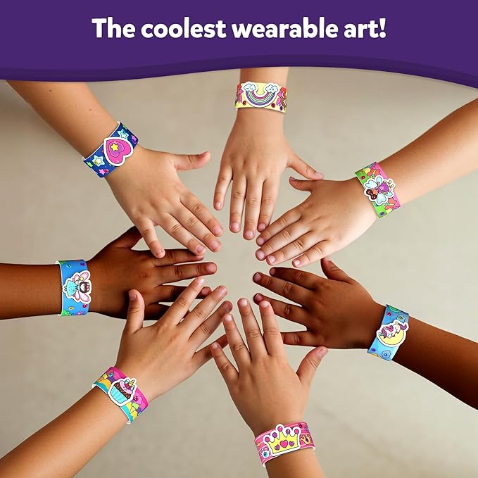 skillmatics craft activity - snap bandz, unicorns & princesses, diy art & craft activity, mess-free, creative kit, 8 bands (8.6"), gifts for girls & boys ages 4, 5, 6, 7, 8, 9, 10