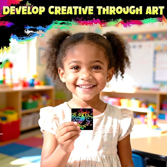 ZMLM 165 Pcs Rainbow Scratch Paper Art Notes - Easter Crafts for Kids Ages 4-8, Easter Basket Stuffers for Girls & Boys, Classroom Prizes, Student Gifts School Activity