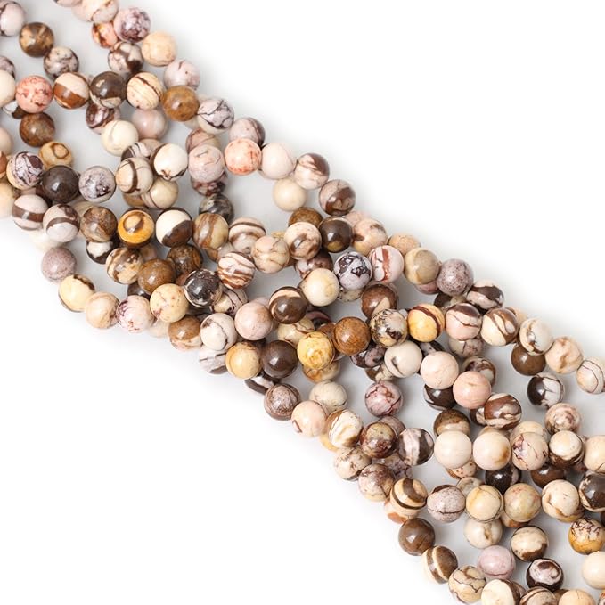 cheavian 45pcs 8mm natural australian zebra gemstone round loose beads crystal energy stone for diy jewelry making 1 strand 15"