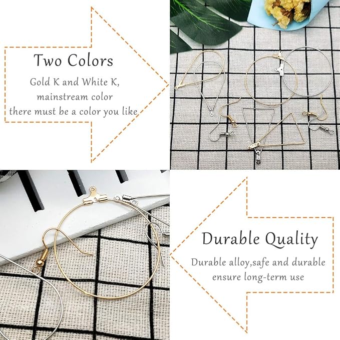 96pcs earrings beading hoop set for jewelry making,earring finding triangle teardrop round beading hoop earrings bulk with 200pcs earring hooks hoops wires for diy craft jewelry making