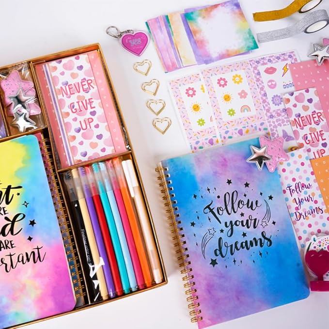 DIY Journal Kit for Girls, Teen Tween Girl Gifts Trendy Stuff, Stocking Stuffers, Scrapbook Supplies Stationery Set, Art Crafts Kit Ideal Gifts for Ages, 8 9 10 11 12 13 14 Year Old Girl