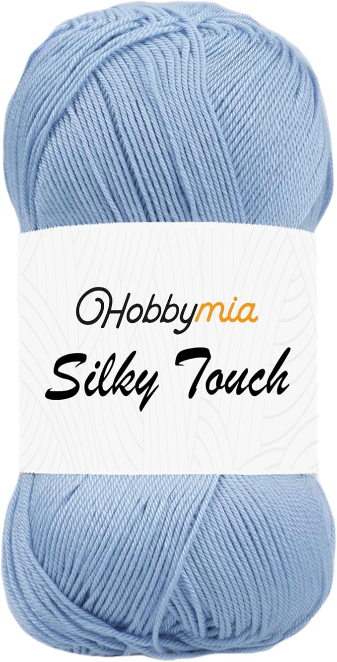 Silky Touch Acrylic Yarn - Soft Sport Weight Yarn for Crochet & Knitting - 100g / 383yds - 100% Microfiber Acrylic - Lightweight Fine Smooth Yarn(Blue - Blue Freesia, 1 Skein)
