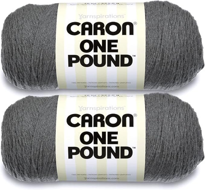 Caron One Pound Med Gray Mix Yarn - 2 Pack of 454g/16oz - Acrylic - 4 Medium (Worsted) - 812 Yards - Knitting/Crochet