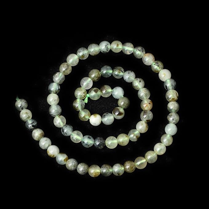 cheavian 60pcs 6mm natural prehnite gemstone smooth surface round loose beads for jewelry making 1 string 15 inches