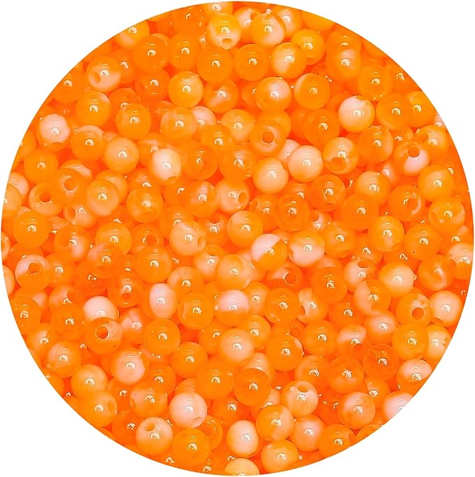 bonny boxx 1000pcs 6mm orange jade round beads, smooth acrylic balls, plastic resin gumball bubblegum chunky beads for necklace & bracelet making, crafting supplies