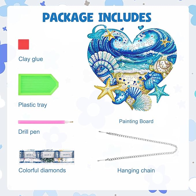 MAXBYE Diamond Art Painting Kits Hanging Beach Pendant, DIY 5D Special Shaped Summer Gem Art Craft Diamond Dots for Adults and Home Window Door Decor