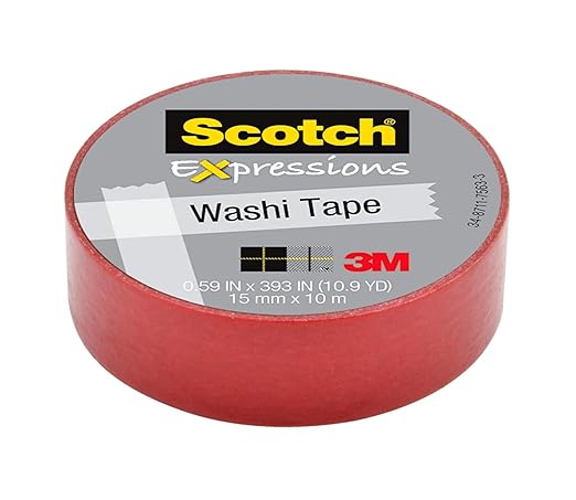 Scotch Expressions Tape, .59 in x 393 in, Red, 6 Rolls (C314-RED)