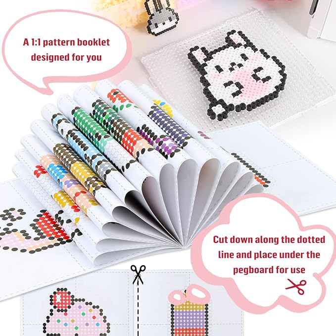 QUEFE 5200pcs Fuse Beads Kit for Boys and Girls, 24 Colors 5mm Melting Beads Set Including Pegboards, Ironing Paper, Tweezers, Colorful Hooks for Birthday and Christmas Gift