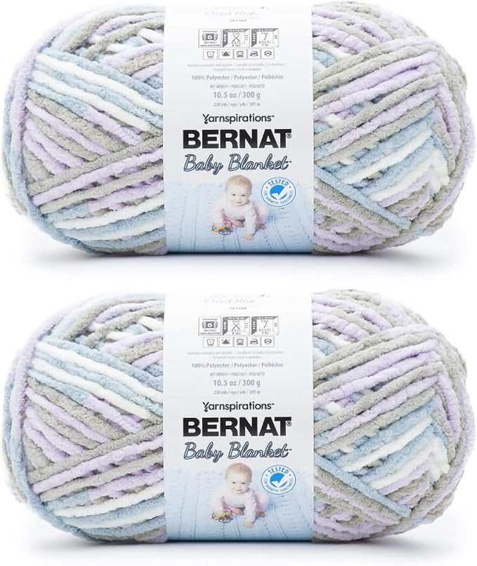 Bernat Baby Blanket Cloud Nine Yarn - 2 Pack of 300g/10.5oz - Polyester - 6 Super Bulky - 220 Yards - Knitting/Crochet