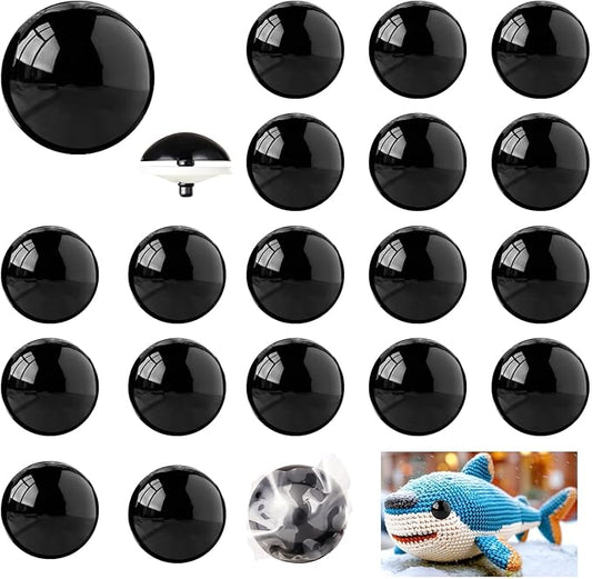 Vanblue Upgraded Safety Eyes for Crocheting 35mm 20pcs Scratch-Resistant Black Crochet Eyes with Eco-Friendly Washer Snap on Easily and Securely Strong Amigurumi Eyes Smooth Edges for Stuffed Animals