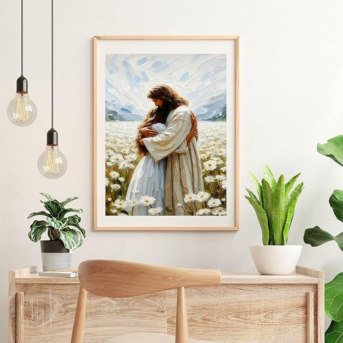 igoodom Jesus Diamond Art Kits for Adults, Jesus Diamond Painting Kit, Full Drill Round Diamond Art Kits, DIY Gem Art and Crafts for Home Wall Decor Gift 12x16inch