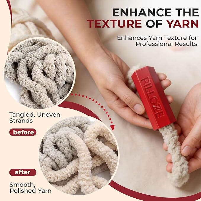Chunky Yarn Fluffer - Yarn Fluffing Tool for Crochet & Knitting Projects, Compact Portable Yarn Texture Enhancer for DIY Craft Enthusiasts, Red