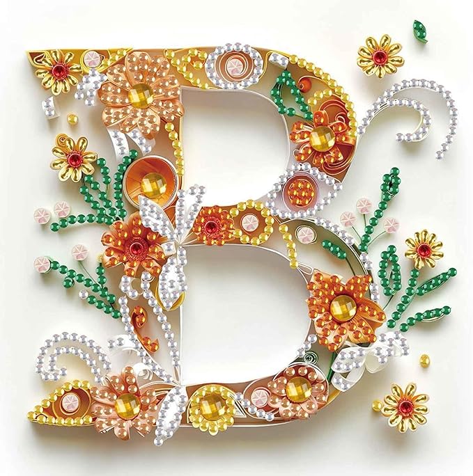 MVVMTOP Diamond Painting Kit, 5D DIY Letter B, Special Shape Crystal Artificial Diamond Art Partial Mosaic Handicraft for Beginners, Wall Decor Gift for Bedroom, Office, Living Room 6.7x6.7in