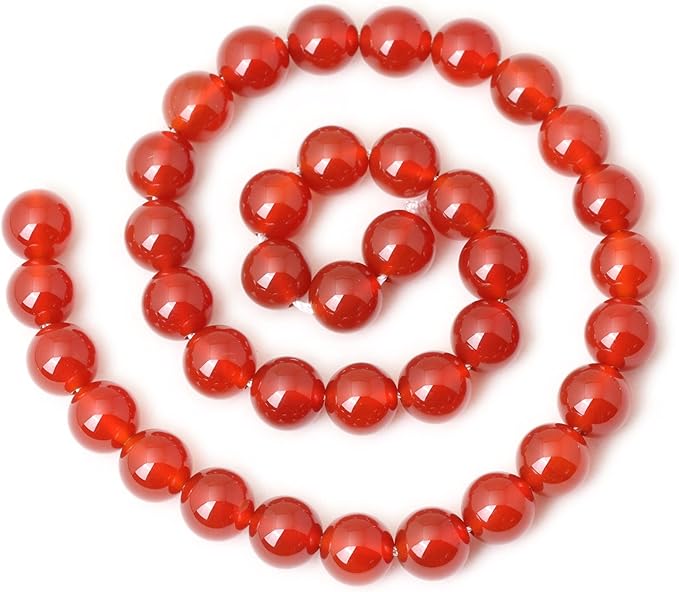 35PCS 10mm Natural Red Agate Gemstone Round Loose Beads for Jewelry Making 1 Strand 15"