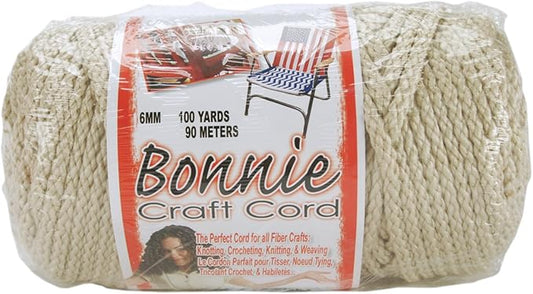 Pepperell 6mm Bonnie Macramé Craft Cord, 100-Yard, Pearl/Beige
