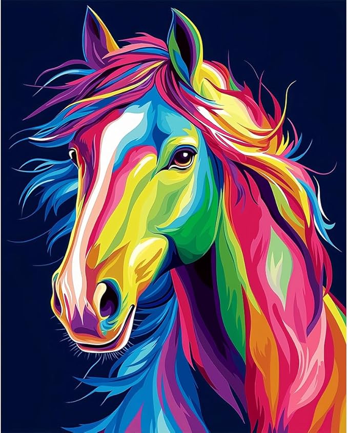 Natuyalo Animal Paint by Numbers Kit for Adults - Colorful Horse Head Paint by Number on Canvas Without Frame, DIY Acrylic Painting for Ideal Gift Home Wall Decor (16x20 Inch)