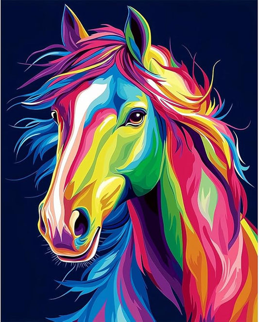 Natuyalo Animal Paint by Numbers Kit for Adults - Colorful Horse Head Paint by Number on Canvas Without Frame, DIY Acrylic Painting for Ideal Gift Home Wall Decor (16x20 Inch)