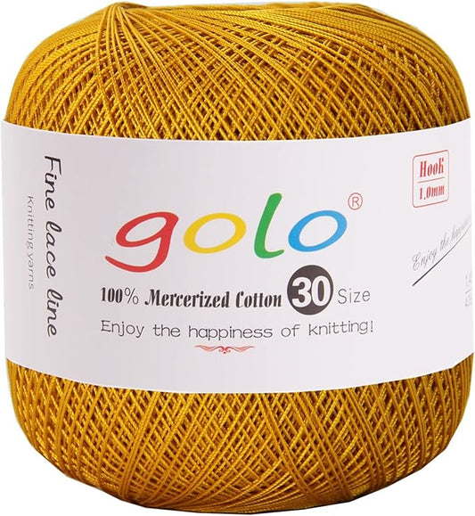 golo Crochet Thread Size 30 Yarn for Hand Knitting Golden Yanr 603