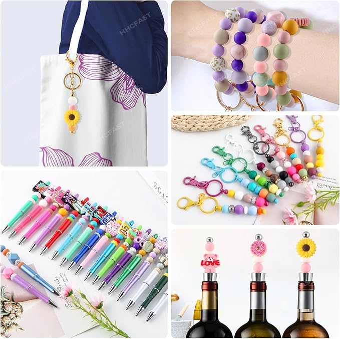 160Pcs 12mm Silicone Beads for Keychain Making Bracelet Necklace, Bulk Round Silicone Beads for Pens(Candy Pink)
