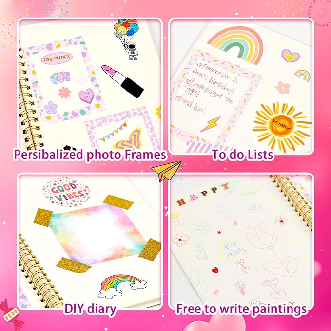oihew diy journal kit for teen girls, stationary & diary set with stickers,make your own art crafts journaling kit for tween, scrapbook art crafts kit teen girl birthday gift idea