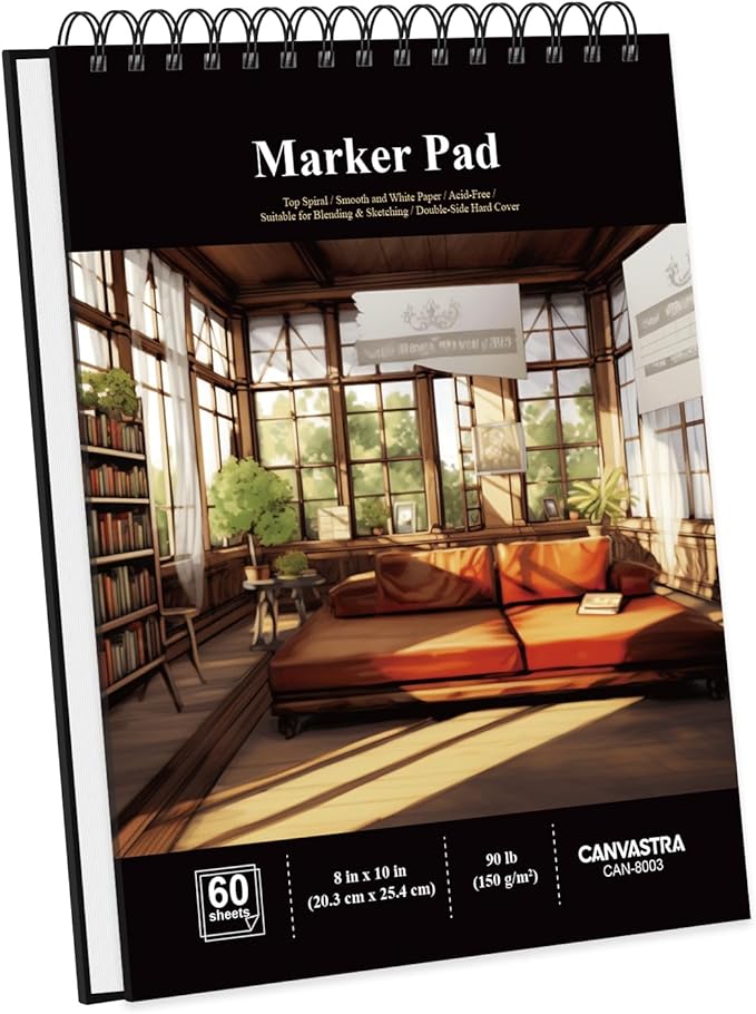 8x10 sketch book for markers, 60 sheets marker pad sketchbook hardcover, 90lb/150gsm paper for alcohol markers, ideal for artists, illustrators, students, adults & christmas gifts.