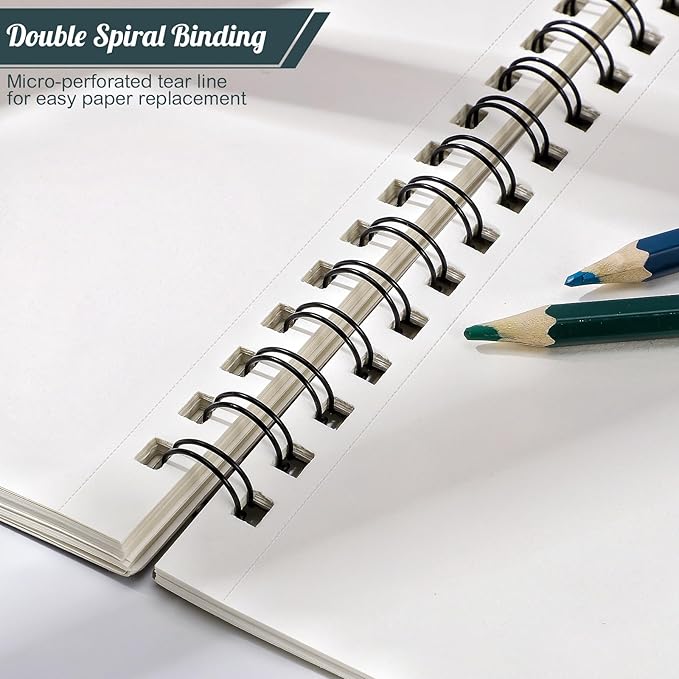 Sketch Book 9×12 inch, Spiral Bound Sketch Pad 50 Sheets (68lb/100gsm), Acid-Free Sketchbook for Drawing Painting Sketching, Art Paper Drawing Supplies for Teens Adults Artists Gifts