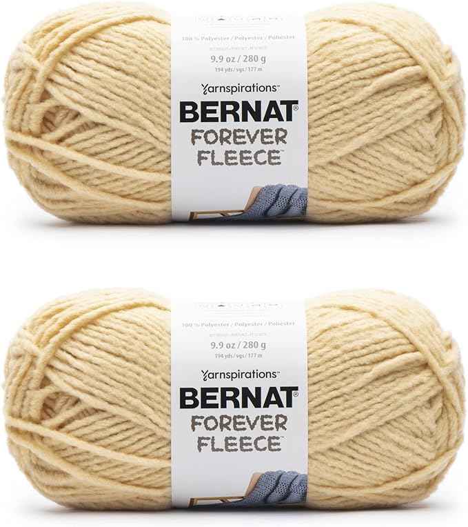 Bernat Forever Fleece Chamomile Yarn - 2 Pack of 280g/9.9oz - Polyester - 6 Super Bulky - 194 Yards - Knitting/Crochet