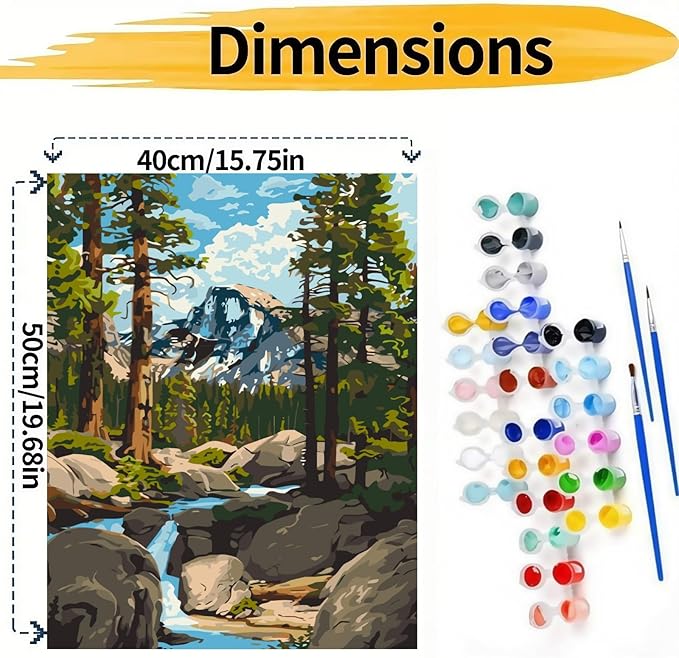 Mountain Paint by Numbers Kit for Adults Beginners, Landscape Adult Paint by Number Kits On Canvas, DIY Acrylic Oil Painting Kits for Beginners, Color by Number Adult for Home Wall Decor 16x20Inch