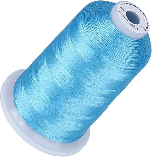 Simthread 5500Yds Embroidery Thread, 5000M High-Yardage 40WT 100% Polyester Thread – 170+ Vivid Colors, High-Speed Rated – Compatible with Brother, Singer, Janome & More - Turquoise S053