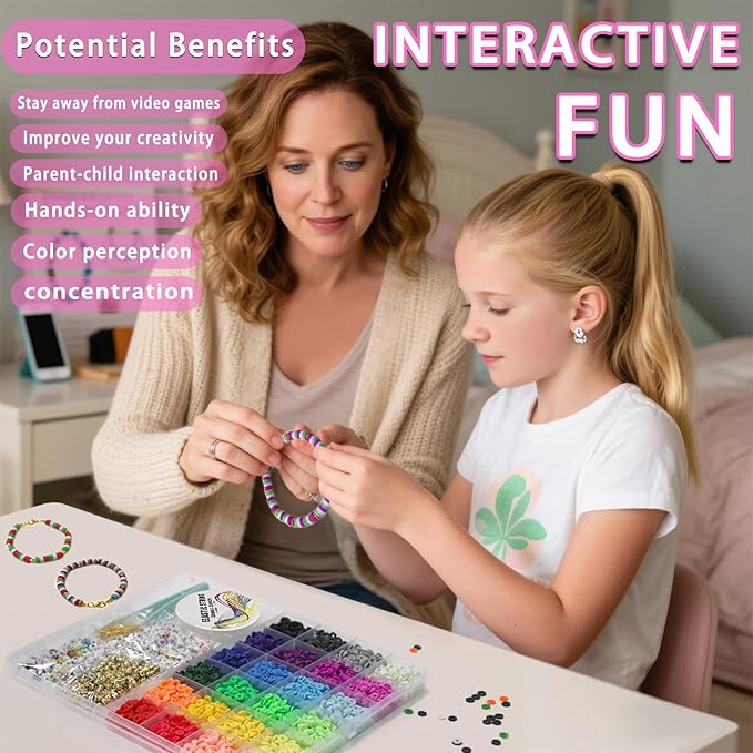 WANSPOORTS 6000+pcs 24Color Polymer Clay Beads Charms Friendship Bracelet Necklace Earring Jewelry Making kit, Accessories for Arts Crafts DIY Gifts for Women Girls