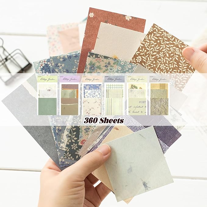 360Pcs Vintage Decor Scrapbook Supplies Kit, Rice Scrapbook Paper, For Junk Journal Supplies, Decoupage Paper,Card Making,And Decoupage Supplies DIY Mixed Media Collage Card