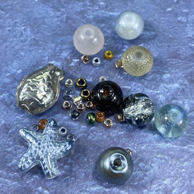 Assorted Glass Resin Beads Multi Size Colors Smooth Cracked Gravel Millet Spacer Beads for Bracelets Necklace Earring DIY Jewelry Making Craft(Smoke Gray Series)