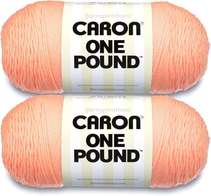 Caron One Pound Peach Yarn - 2 Pack of 454g/16oz - Acrylic - 4 Medium (Worsted) - 812 Yards - Knitting/Crochet
