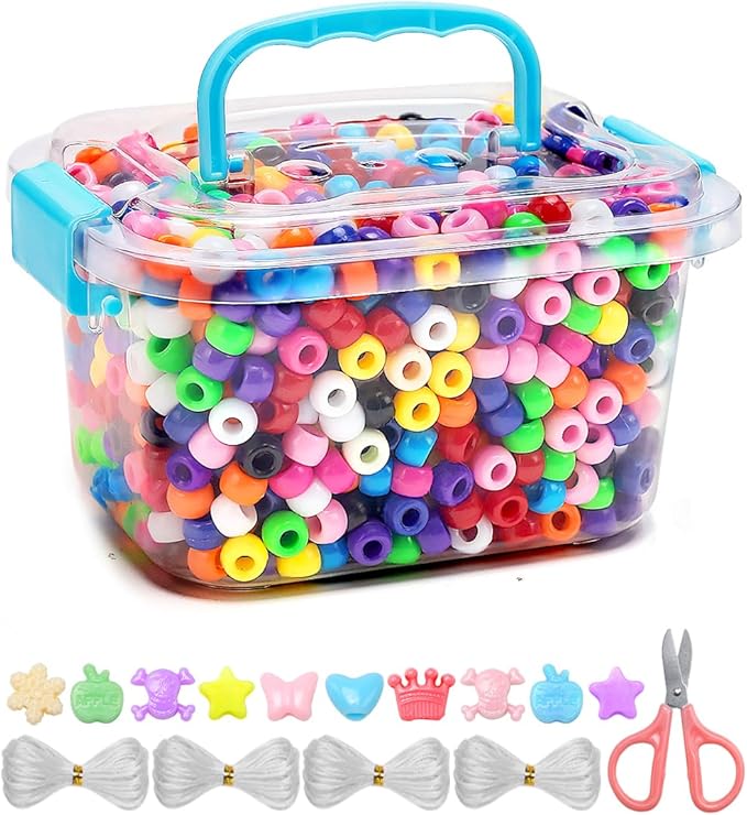 iooleem multi-colored bulk pony beads - 1000pcs kit for friendship bracelets & jewelry making, easy storage