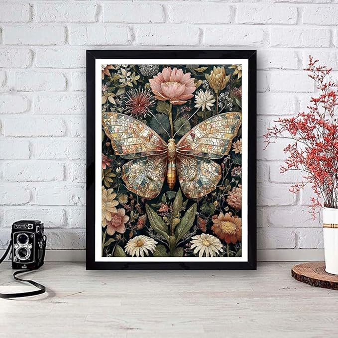 Stamped Cross Stitch Kits for Adults - Butterfly Flower Embroidery Kits for Beginners Adults,11 CT Patterns Dimensions Counted Cross Stitch Kits for Adults Arts Craft 12x16 inch