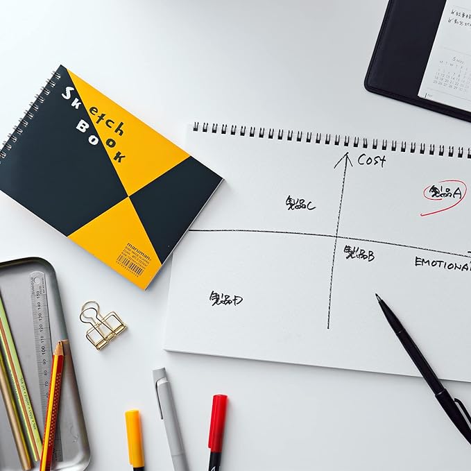 Maruman ZUAN Sketchbook, A3, 16.54" x 11.85", Classic Drawing Paper Sketchbook Pad, 24 Pages of Acid-Free Textured Paper for Sketching, Durable Twin-Wire Binding, Made in Japan