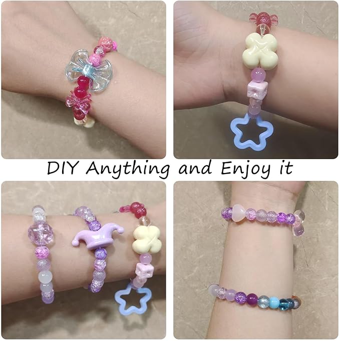 DUQGUHO 8mm Purple Beads for Jewelry Making Purple Glass Beads for Bracelets Crystal Glass Round Bead Bracelet Friendship Bead Kit 360PCS