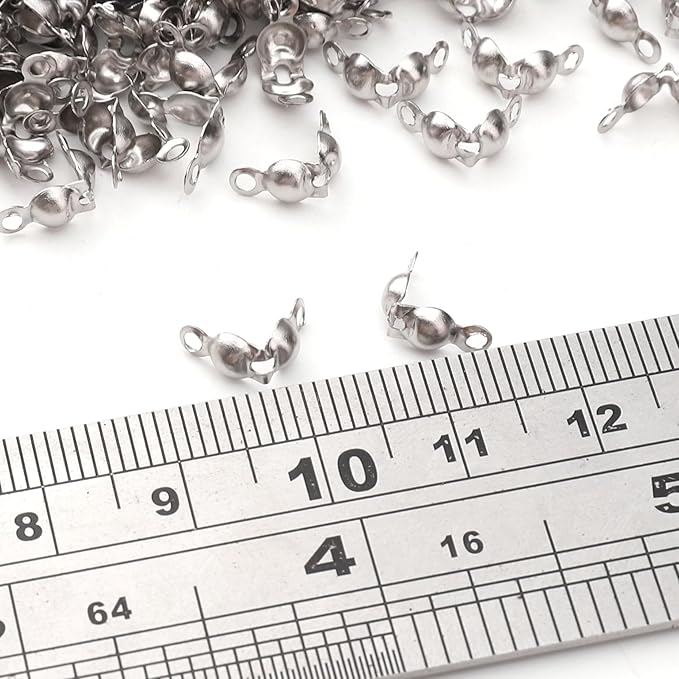 304 Stainless Steel End Caps 4x8mm 400pcs Knot Covers for Jewelry DIY Making and Repairing