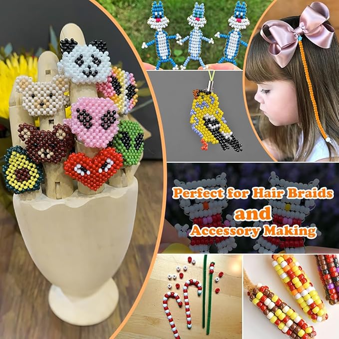 QPIXVB 1100pcs Pony Beads,Beads for Jewelry Making,Friendship Bracelet Bead Kit,Hair Beads Bead for Crafts,Bracelets Making,Necklace Keychain