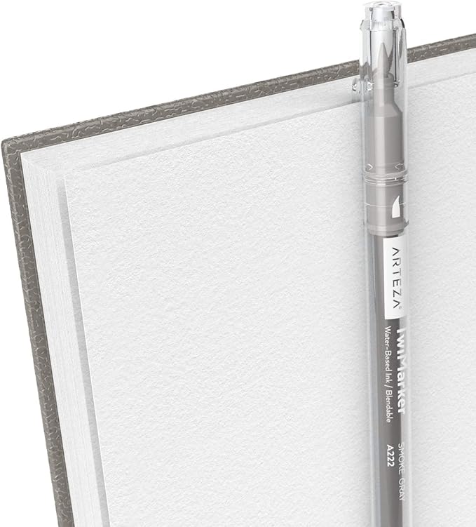 Arteza Sketch Book, 9x12-inch Gray Drawing Pad, 100 Sheets, 68 lb 100 GSM, Hardcover Drawing Book, Spiral-Bound Sketch Pad for Pencils, Charcoal, Pens, Crayons and Other Dry Media