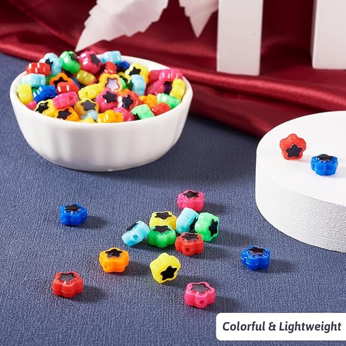 FASHEWELRY 420Pcs Acrylic Star Beads Colored Kawaii Star Pony Beads Bulk Rainbow Cute Bracelet Loose Beads for DIY Craft Necklace Jewelry Making