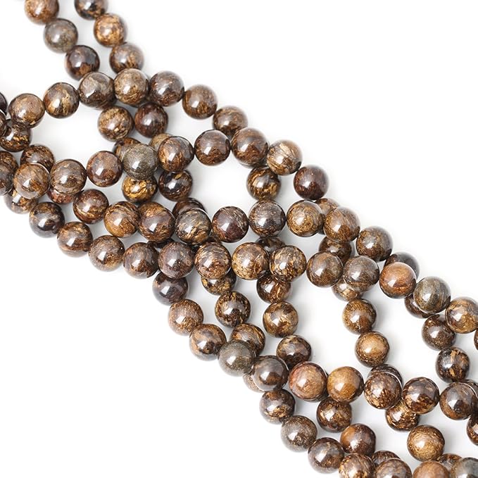 cheavian 35pcs 10mm natural bronzite gemstone round loose beads for jewelry making diy handmade 1 strand 15"