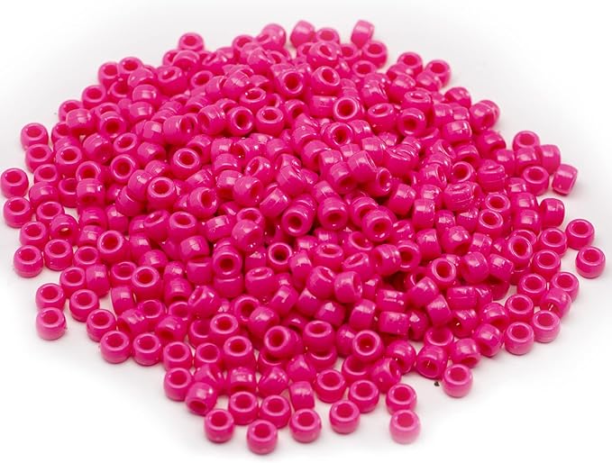Gxueshan 1000 Pcs Acrylic Rose Red Pony Beads 6x9mm Bulk for Bracelet Necklace Jewelry Making Earring Hair Braiding