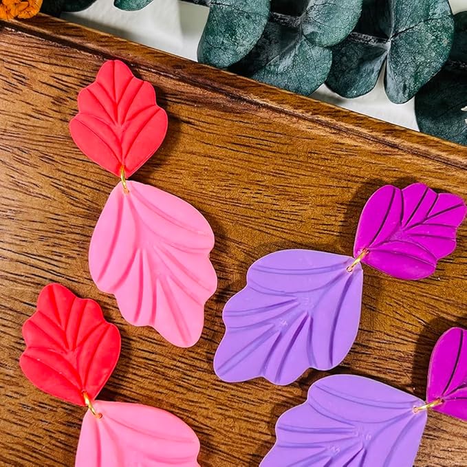 Xaekicr Polymer Clay Cutters Leaf & Feather Shapes – 2 Sizes Clay Earring Cutters for Polymer Clay Jewelry, Molds and Tools for DIY Dangle Earrings