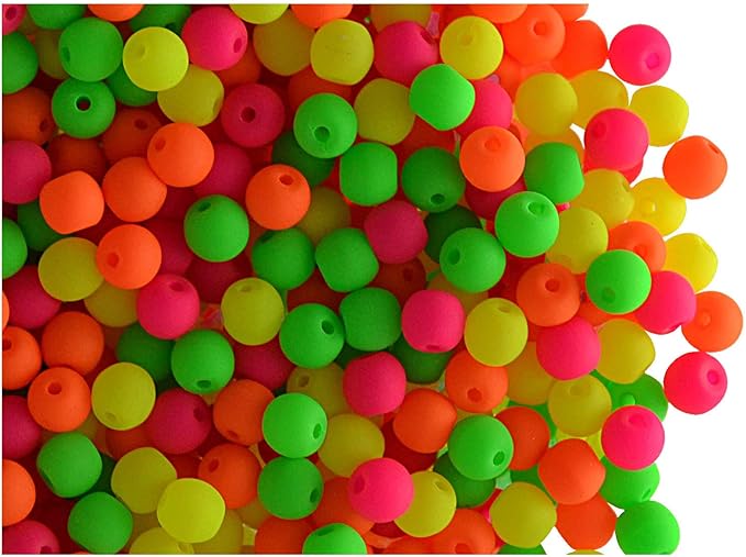SCARA 600 pcs Czech Glass Round Beads 0.12 inches (3mm), Warm NEON (UV Active) Glass Beads for Jewelry and Bracelets Making, Beads for Bracelets, Bead kit Warm Neon Mix
