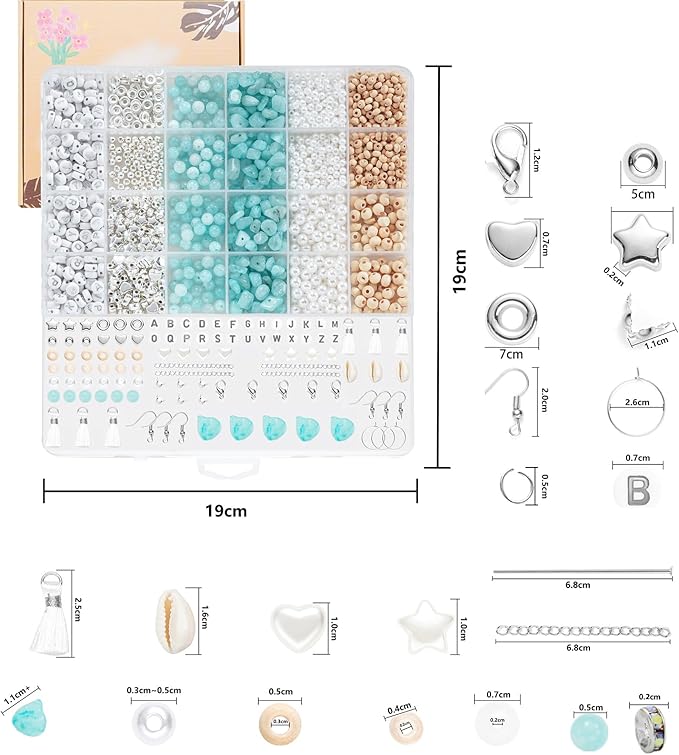 Xyliise Bracelet Making Kit Natürliche Perlen Set for Adults Beads for Bracelets Silver Jewelry Making Supplies DIY Jewelry Necklace Earrings (CZ006-Light Blue)