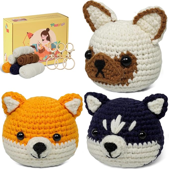 TAKADODO Crochet Kit for Beginners - Learn to Crochet Kits for Adults Beginner with Step-by-Step Video Tutorials - Crochet Kits for Adults and Kids (Dogs)