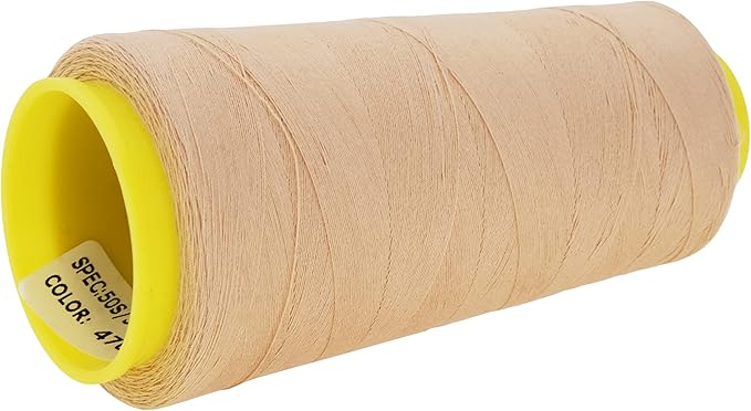Mandala Crafts Tan Thread Cones for Machine and Hand Quilting - 2400 Yds 50 WT Multiple Purpose Mercerized 100% Cotton Threads for Sewing Machine Serger Embroidery