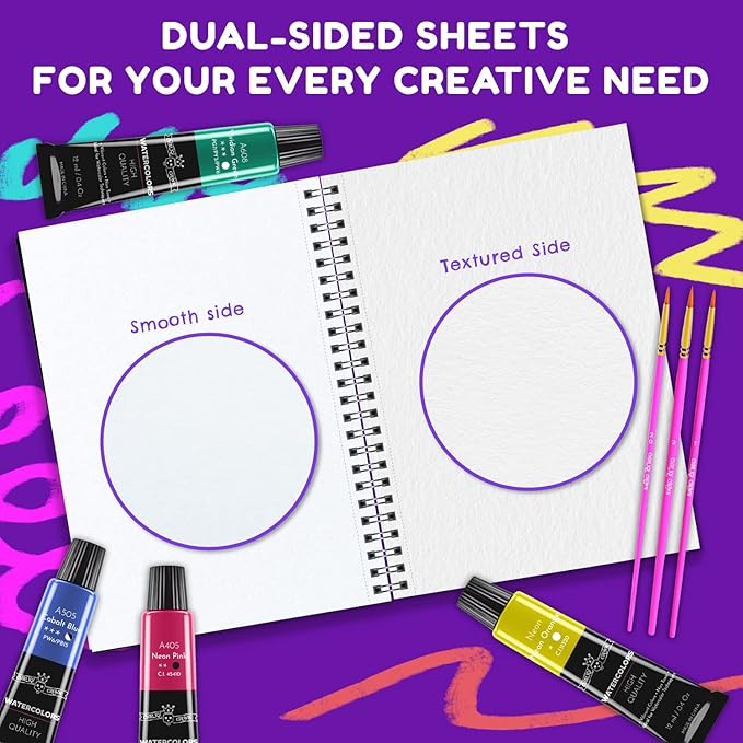 CHALKY CROWN - Watercolor Paper Pad - Water Color Paper Sketch Book - Large Paper for Artists, White - Pack of 2 (64 Sheets)